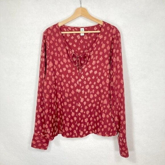 Aventura Long Sleeve Blouse Abstract Artsy Peasant Fair Trade Sustainable Boho M - Picture 3 of 11